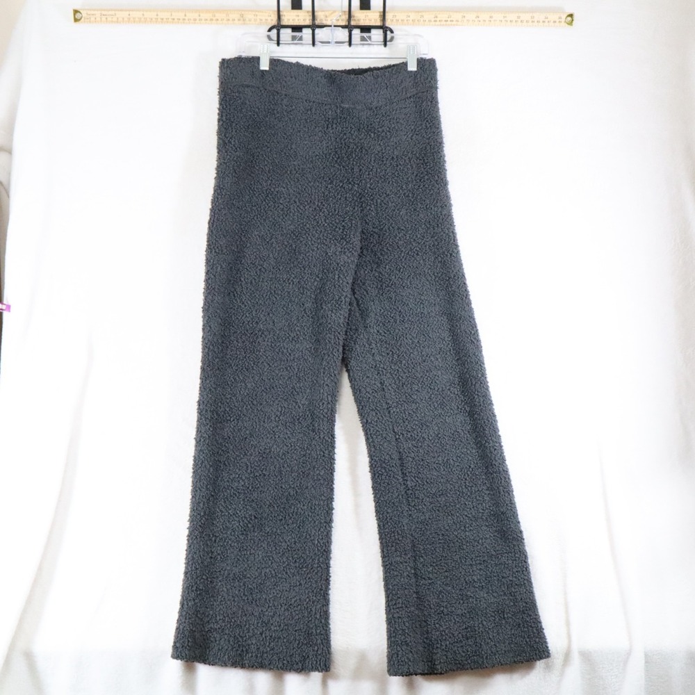 Aerie Marshmallow Pants Womens L Charcoal Gray Fuzzy Sherpa Wide Leg Lounge